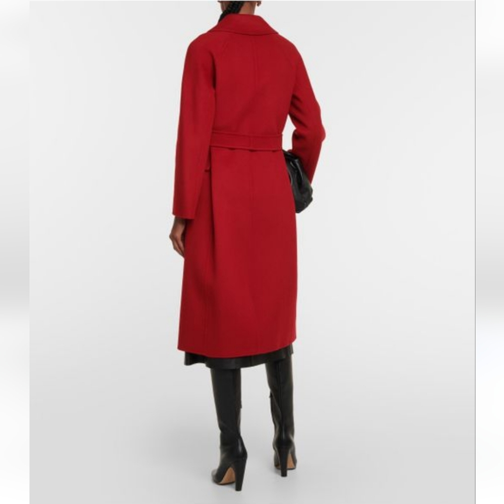 Herno luxury wool belted long jacket in vibrant red size Large - Picture 2 of 13